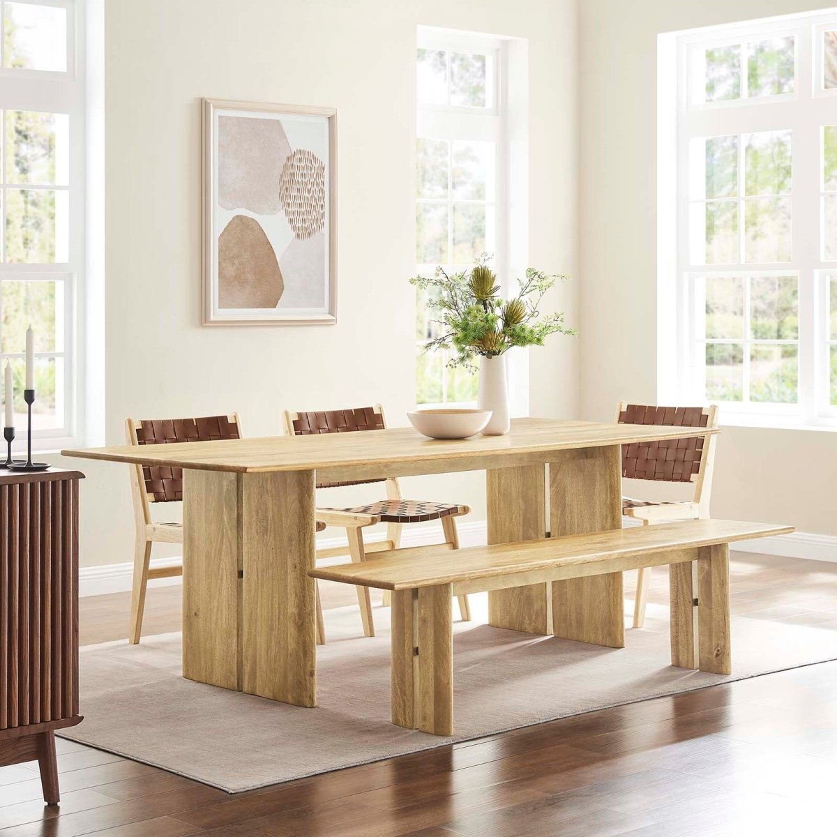 Amistad 86" Wood Dining Table and Bench Set - BUILDMYPLACE