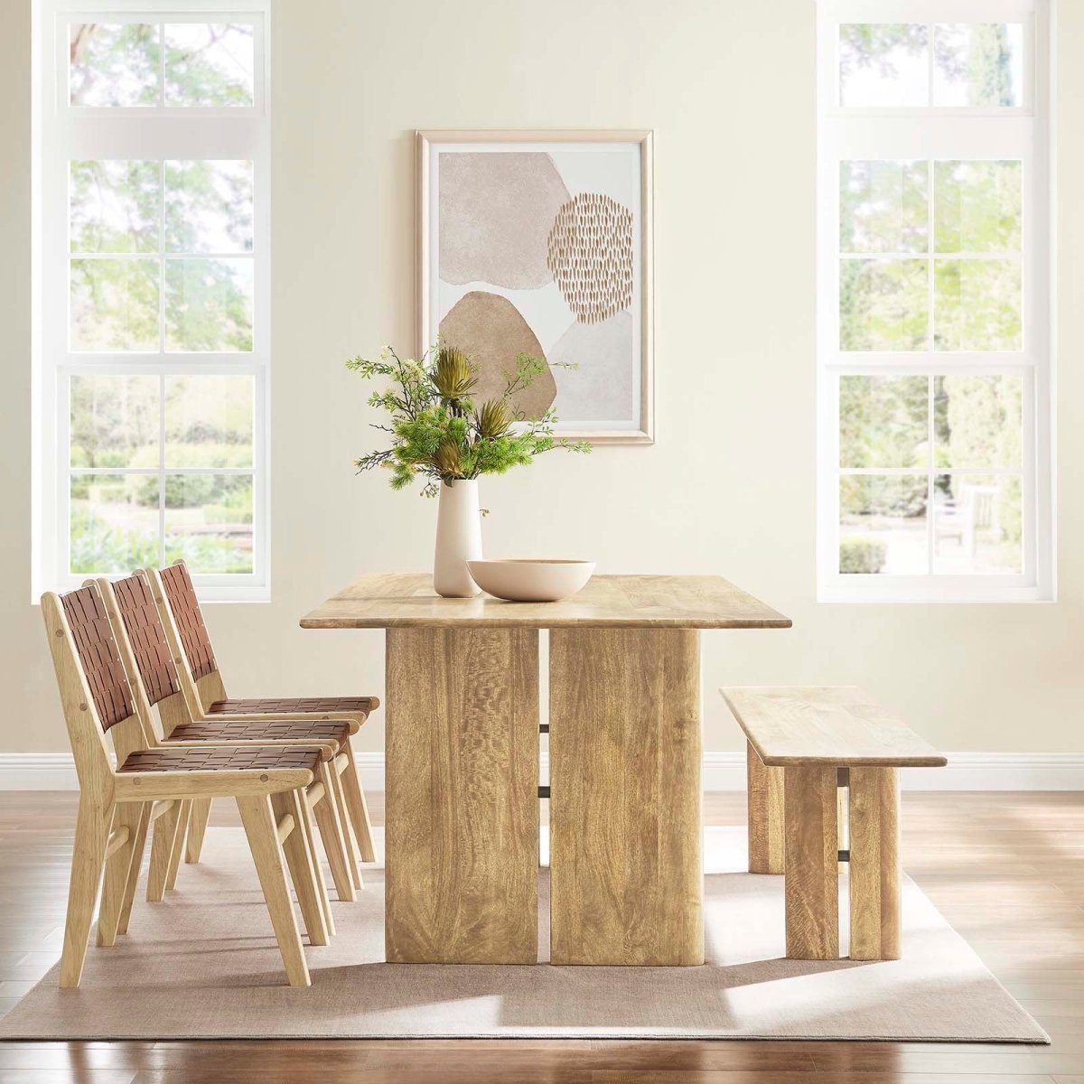 Amistad 86" Wood Dining Table and Bench Set - BUILDMYPLACE