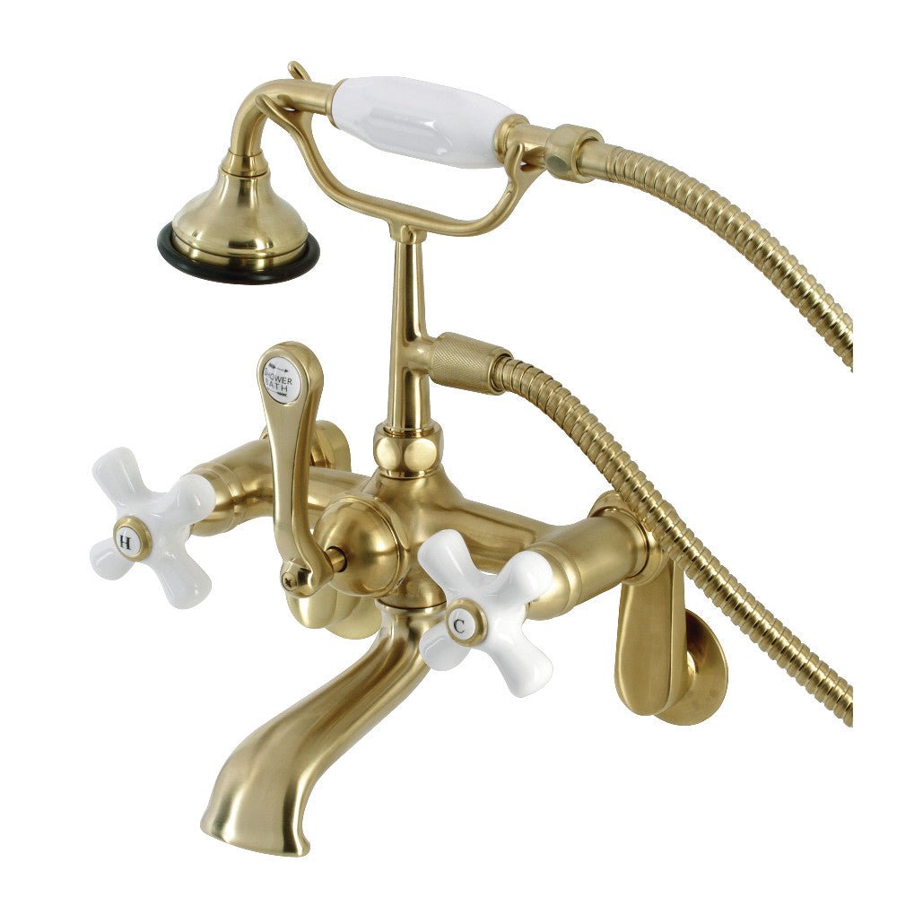 Aqua Vintage 7" Tub Faucet & 2 Hole Installation With Hand Shower - BUILDMYPLACE