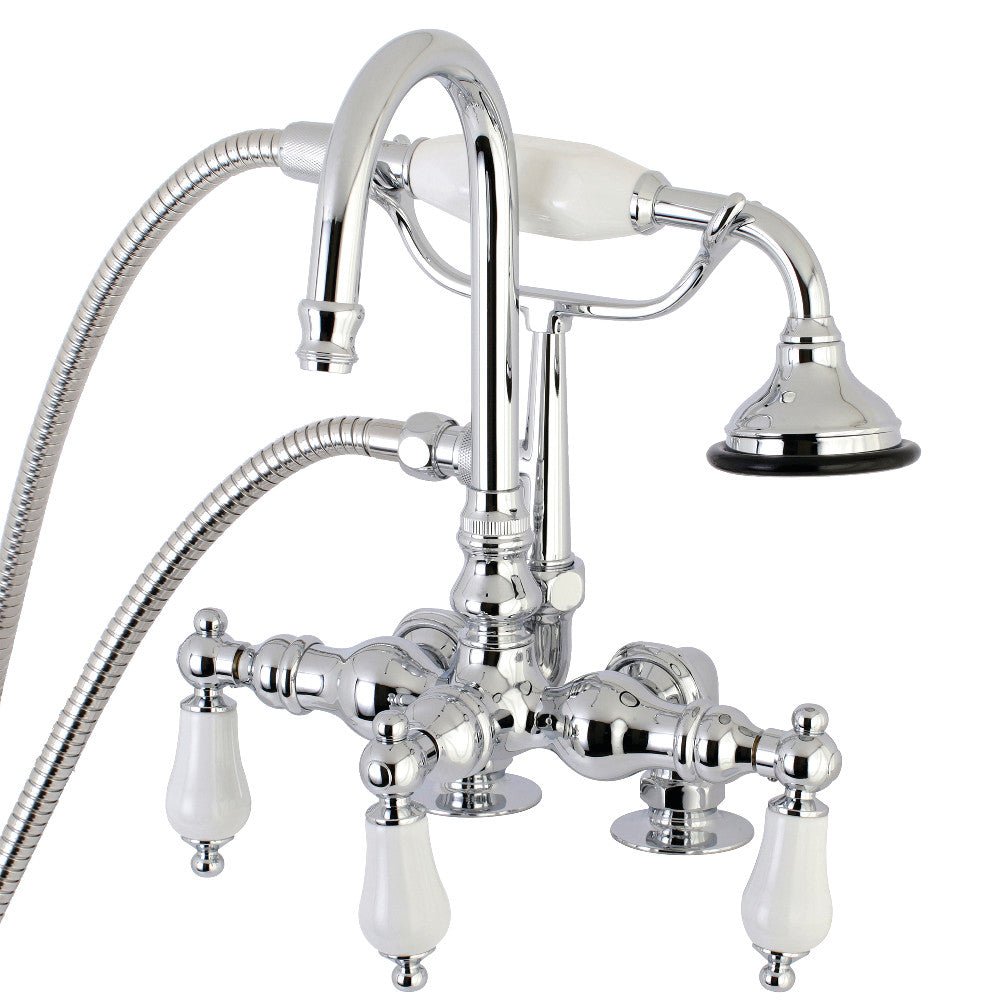 Aqua Vintage Clawfoot Tub Faucet W/ Hand Shower In 3.4" Center & Two Hole Intallation - BUILDMYPLACE