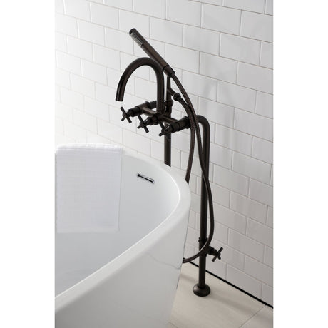 Aqua Vintage Concord Freestanding Tub Faucet With Supply Line, Stop Valve - BUILDMYPLACE