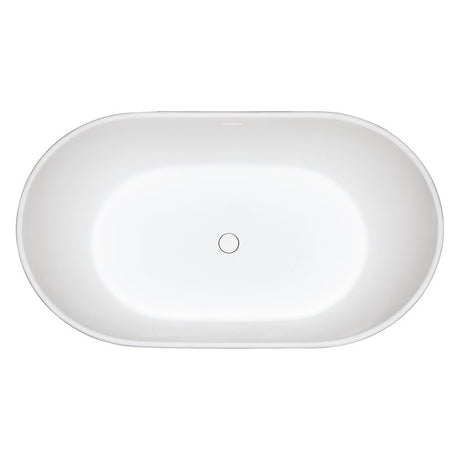 Arcticstone Solid Surface White Stone Freestanding Tub with Drain, Matte White - BUILDMYPLACE