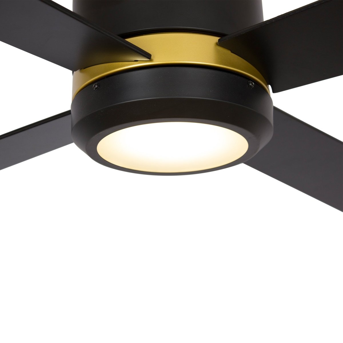 Arlington 52 Inch 4 - Blade Flush Mount Best Smart Ceiling Fan With Led Light Kit & Wall Switch - Gold/Black - LEDMyPlace