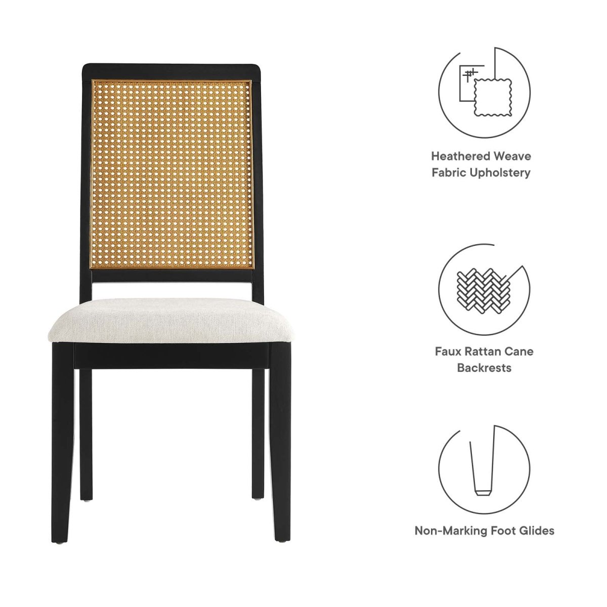 Arlo Faux Rattan and Wood Dining Side Chairs - Set of 2 - BUILDMYPLACE