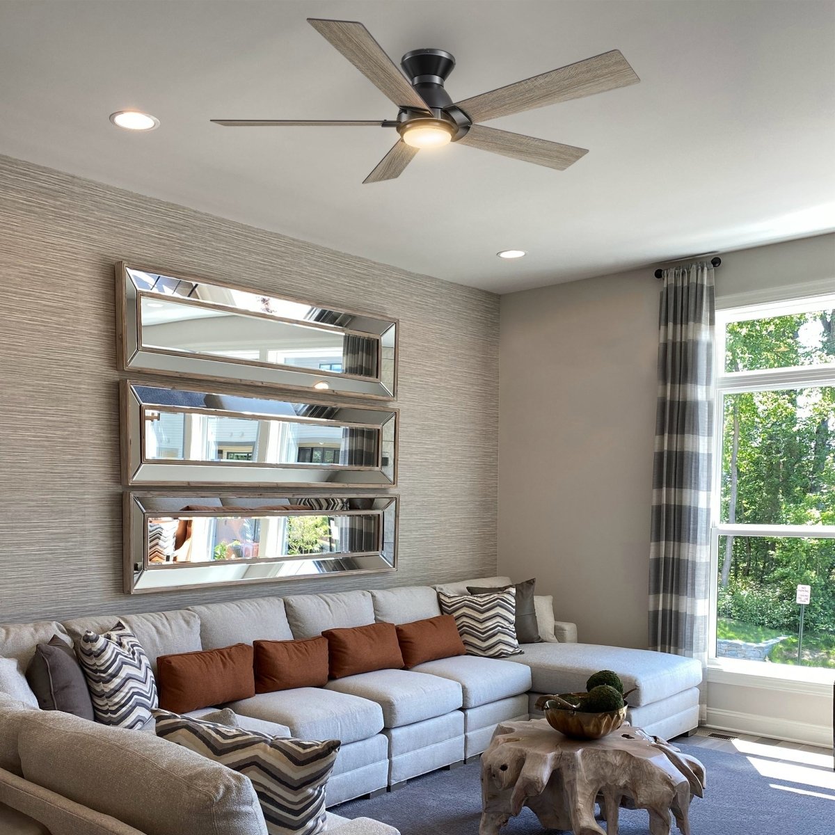 ASCENDER 48 inch 5 - Blade Flush Mount Smart Ceiling Fan with LED Light & Remote - LEDMyPlace