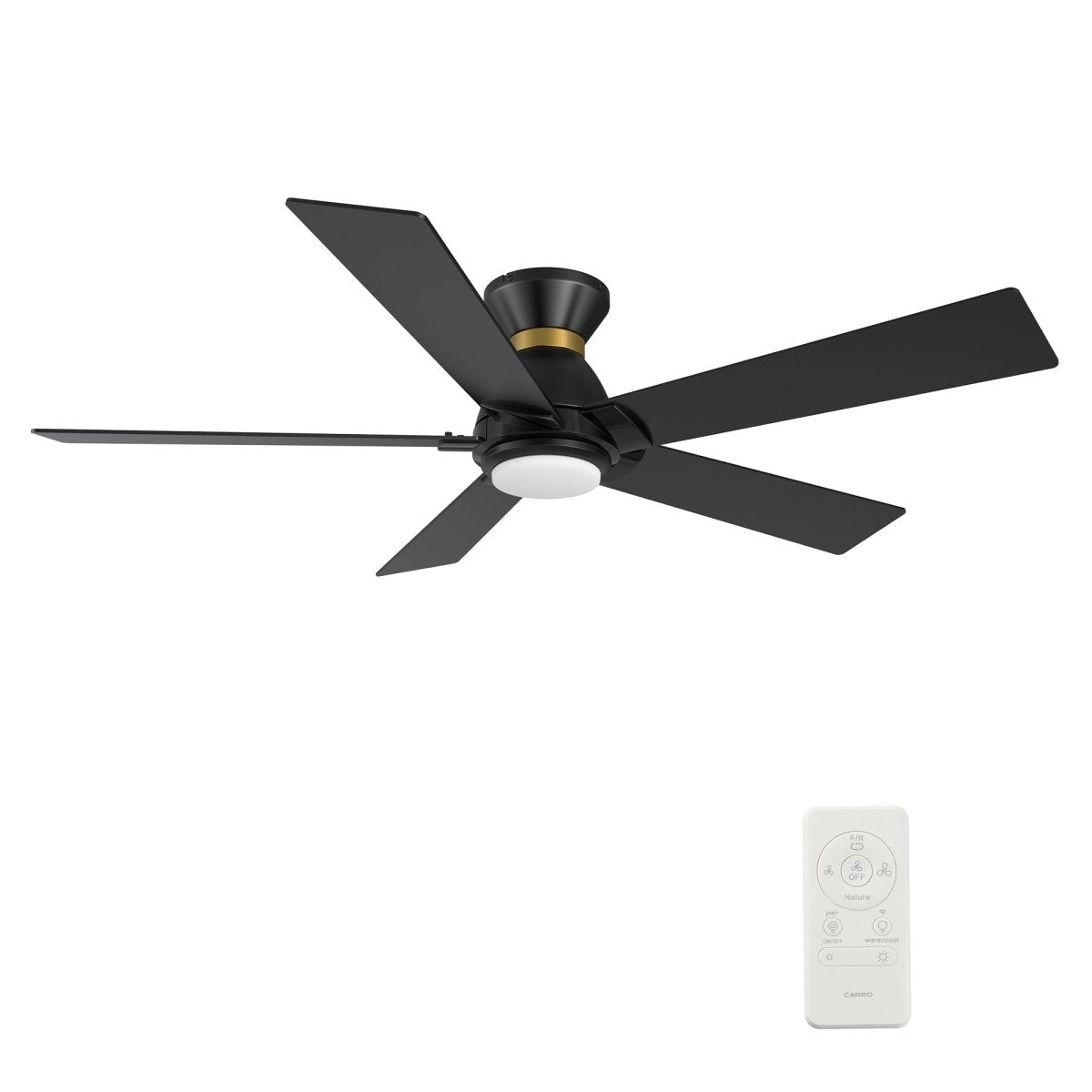 ASCENDER 52 inch 5 - Blade Flush Mount Smart Ceiling Fan with Remote & LED Light - LEDMyPlace