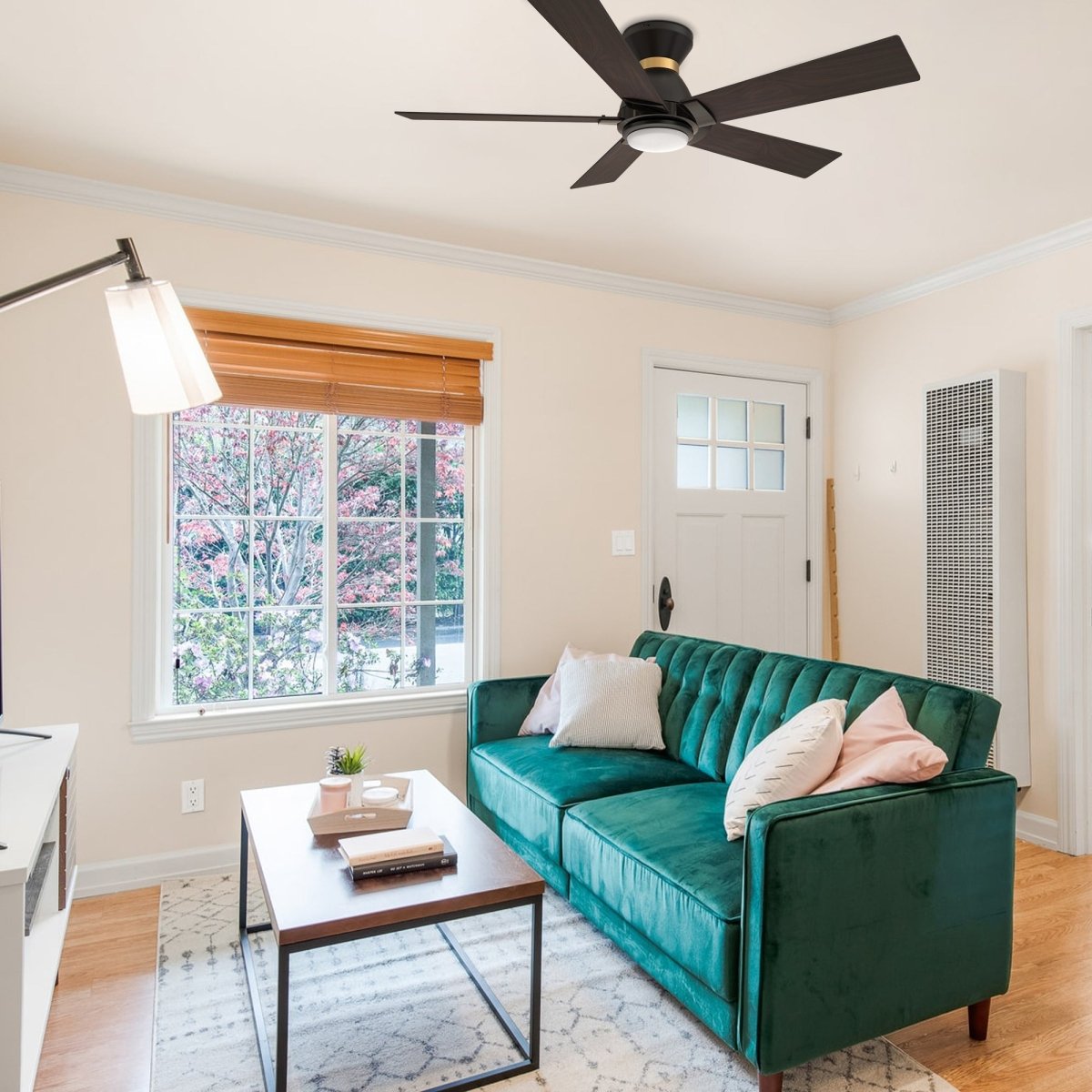 ASCENDER 52 inch 5 - Blade Flush Mount Smart Ceiling Fan with Remote & LED Light - LEDMyPlace