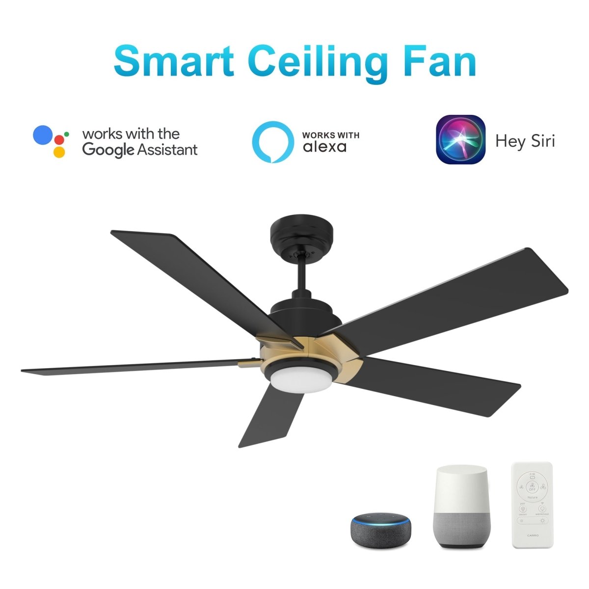 ASCENDER 52 inch 5 - Blade Smart Ceiling Fan with LED Light & Remote - LEDMyPlace