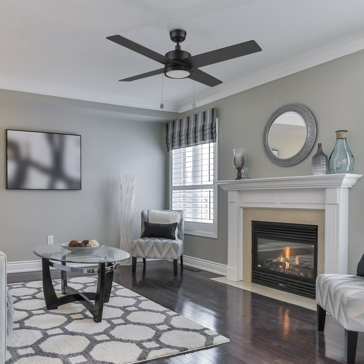 ASCOTT 52 inch 4 - Blade Ceiling Fan with LED Light & Pull Chain - LEDMyPlace