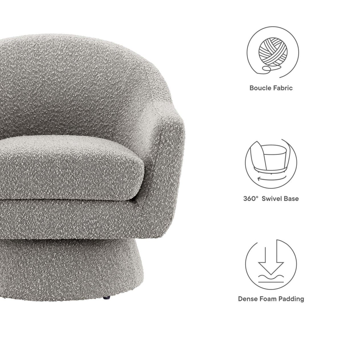 Astral Boucle Fabric Swivel Chair - BUILDMYPLACE