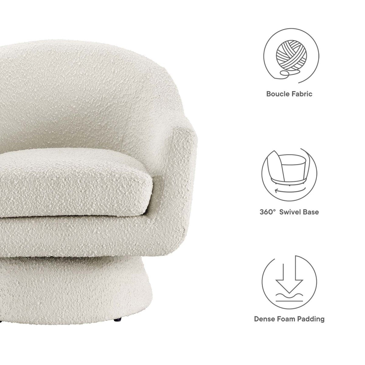 Astral Boucle Fabric Swivel Chair - BUILDMYPLACE