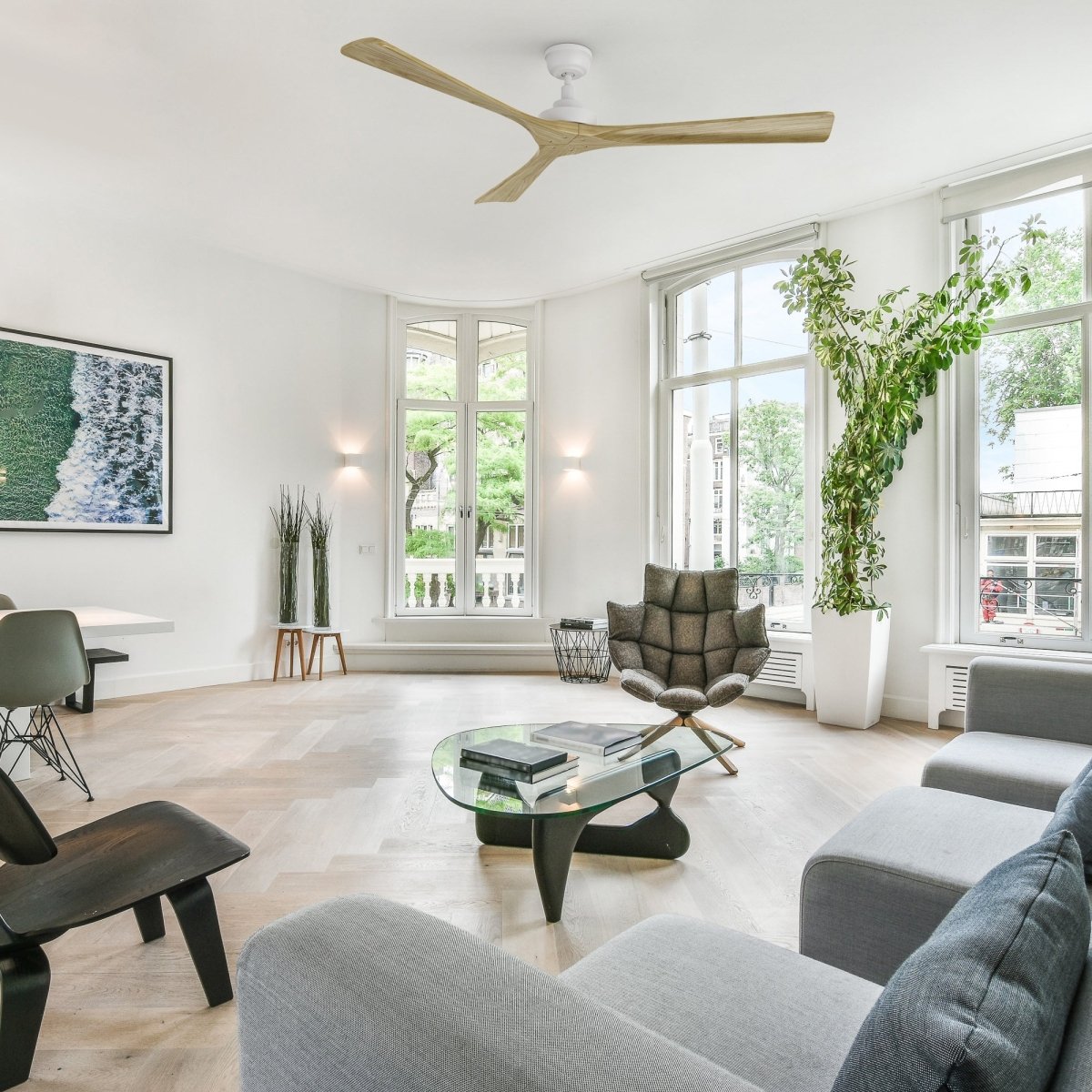 ATHENA 60 inch 3 - Blade No Light Ceiling Fan with Remote - LEDMyPlace