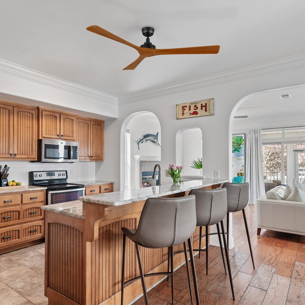 ATHENA 60 inch 3 - Blade No Light Ceiling Fan with Remote - LEDMyPlace