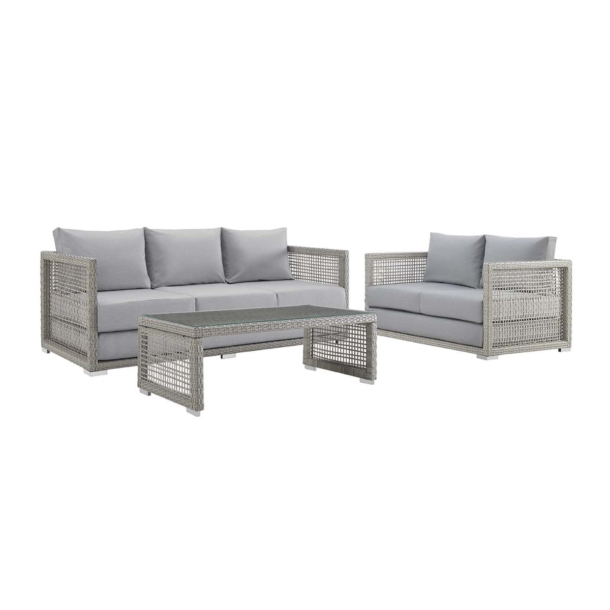Aura 3 Piece 5 Seat Outdoor Patio Wicker Rattan Set - BUILDMYPLACE