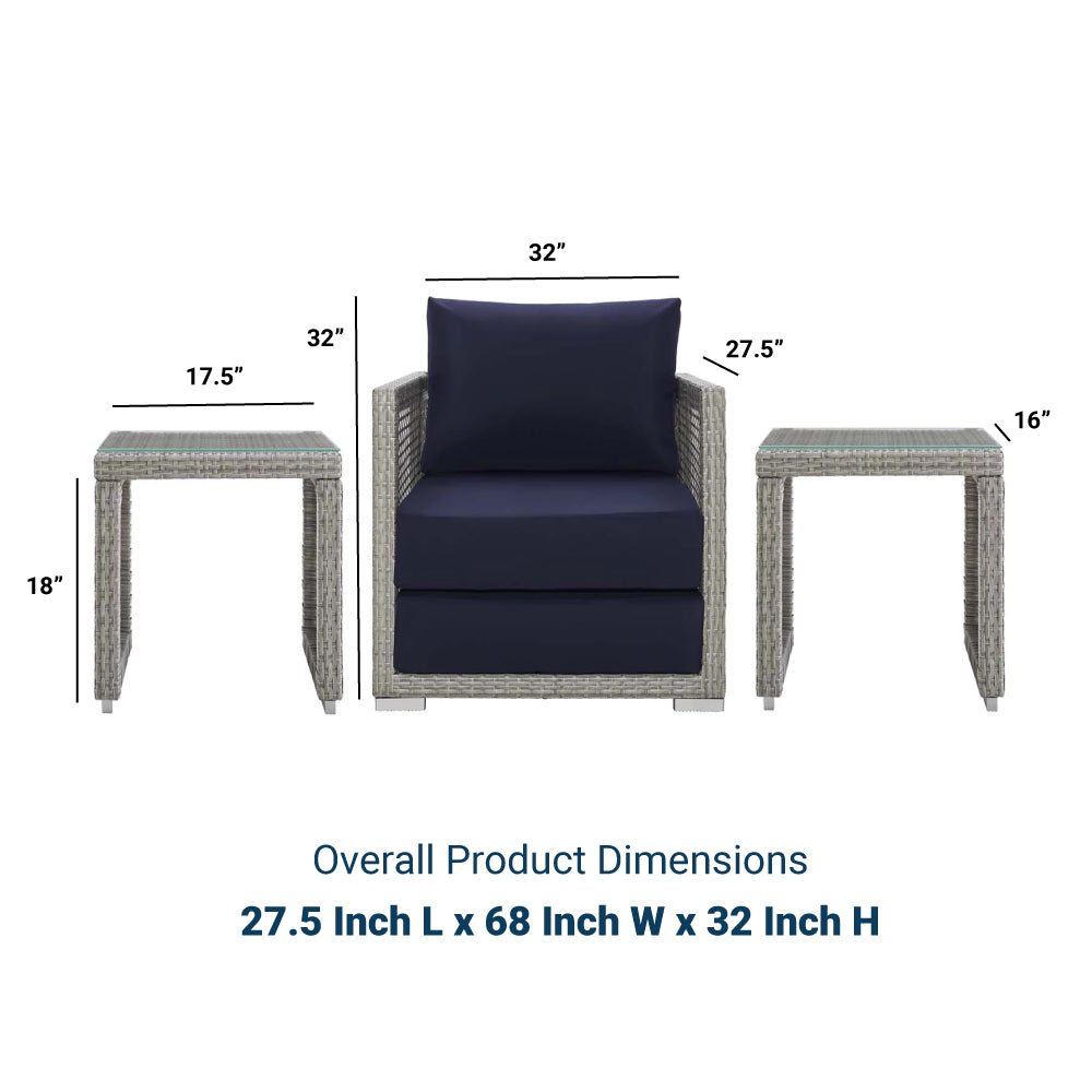 Aura 3 Piece Two Table Outdoor Patio Wicker Rattan Set - BUILDMYPLACE