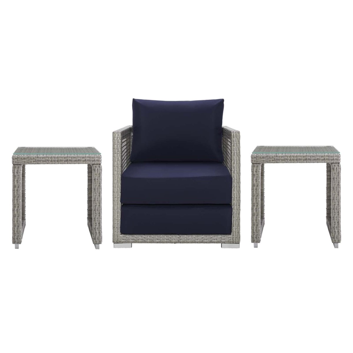 Aura 3 Piece Two Table Outdoor Patio Wicker Rattan Set - BUILDMYPLACE