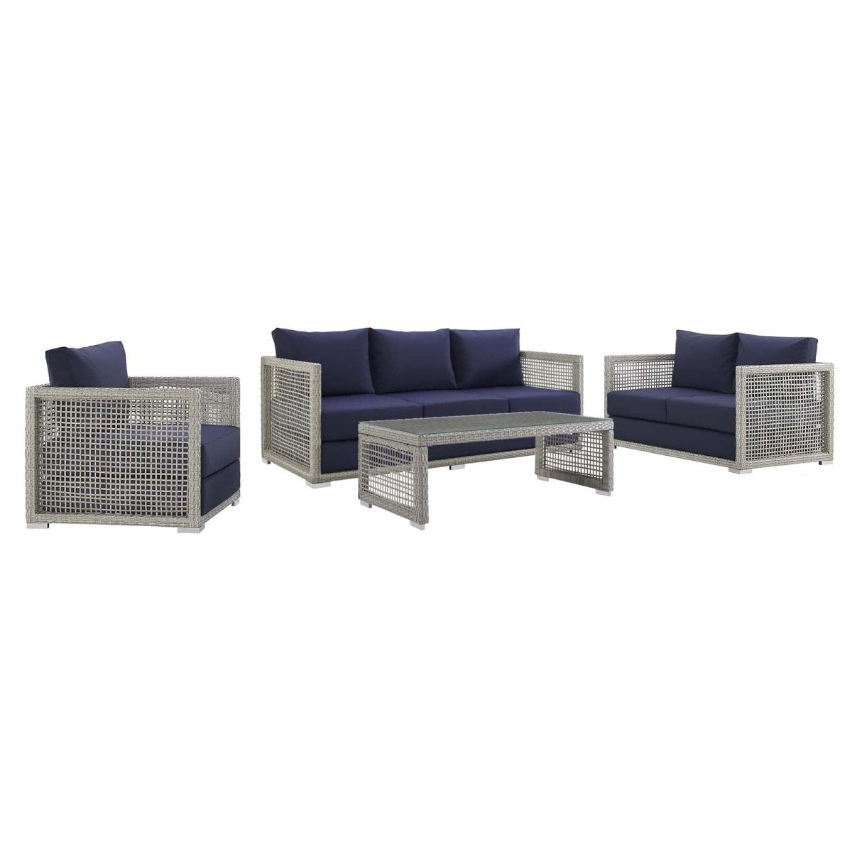 Aura 4 Piece Outdoor Patio Wicker Rattan Set - BUILDMYPLACE