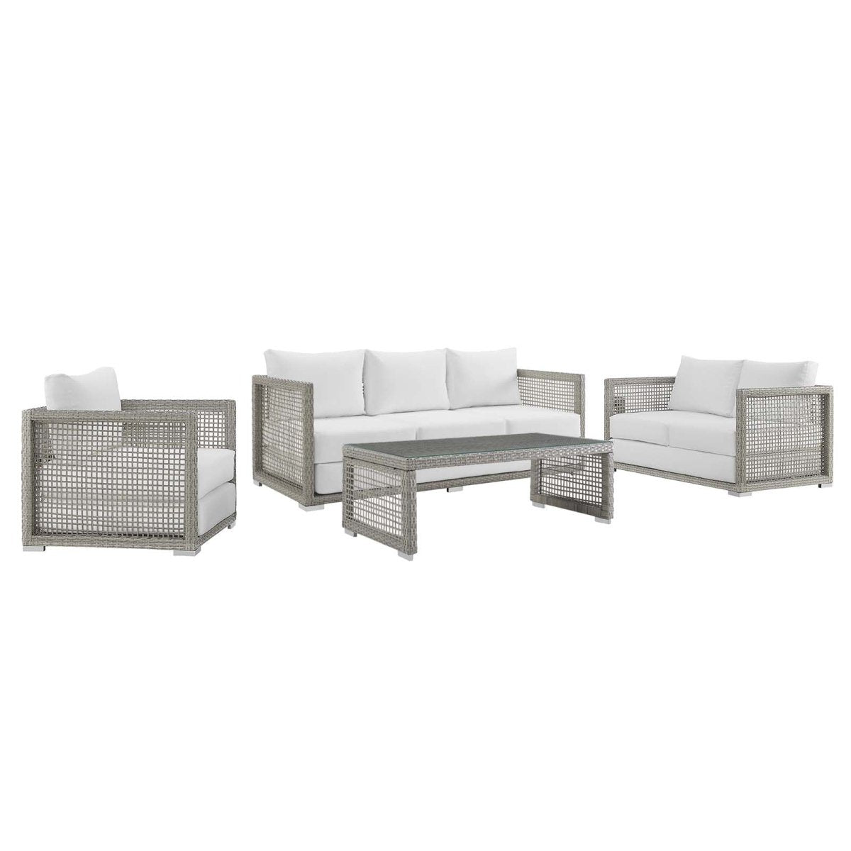 Aura 4 Piece Outdoor Patio Wicker Rattan Set - BUILDMYPLACE