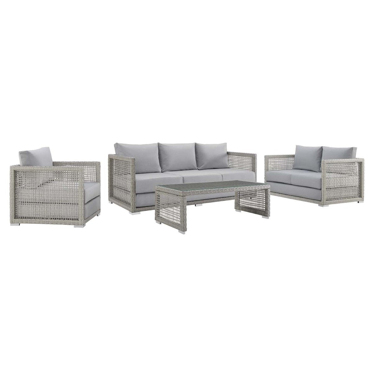 Aura 4 Piece Outdoor Patio Wicker Rattan Set - BUILDMYPLACE