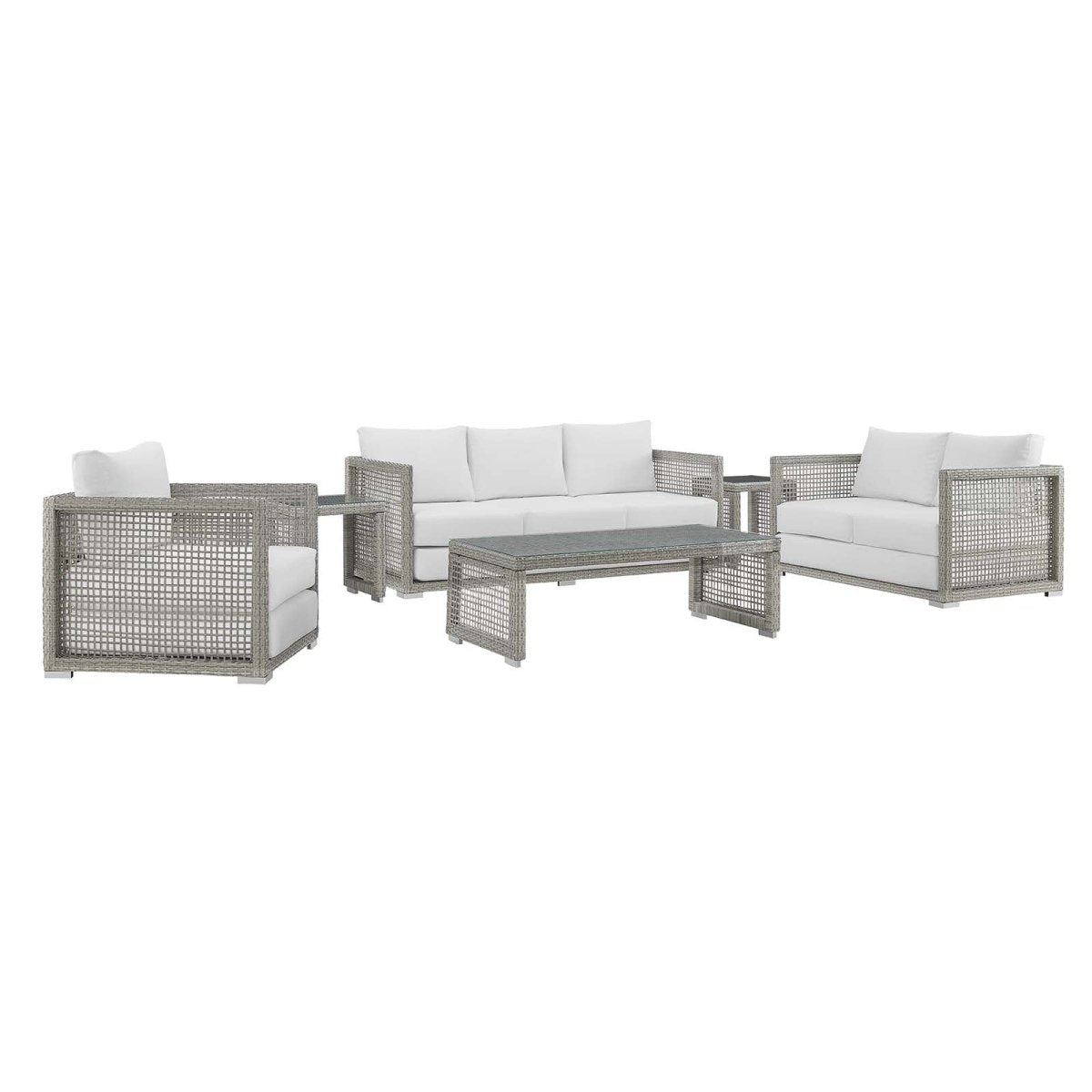 Aura 6 Piece Outdoor Patio Wicker Rattan Set - BUILDMYPLACE