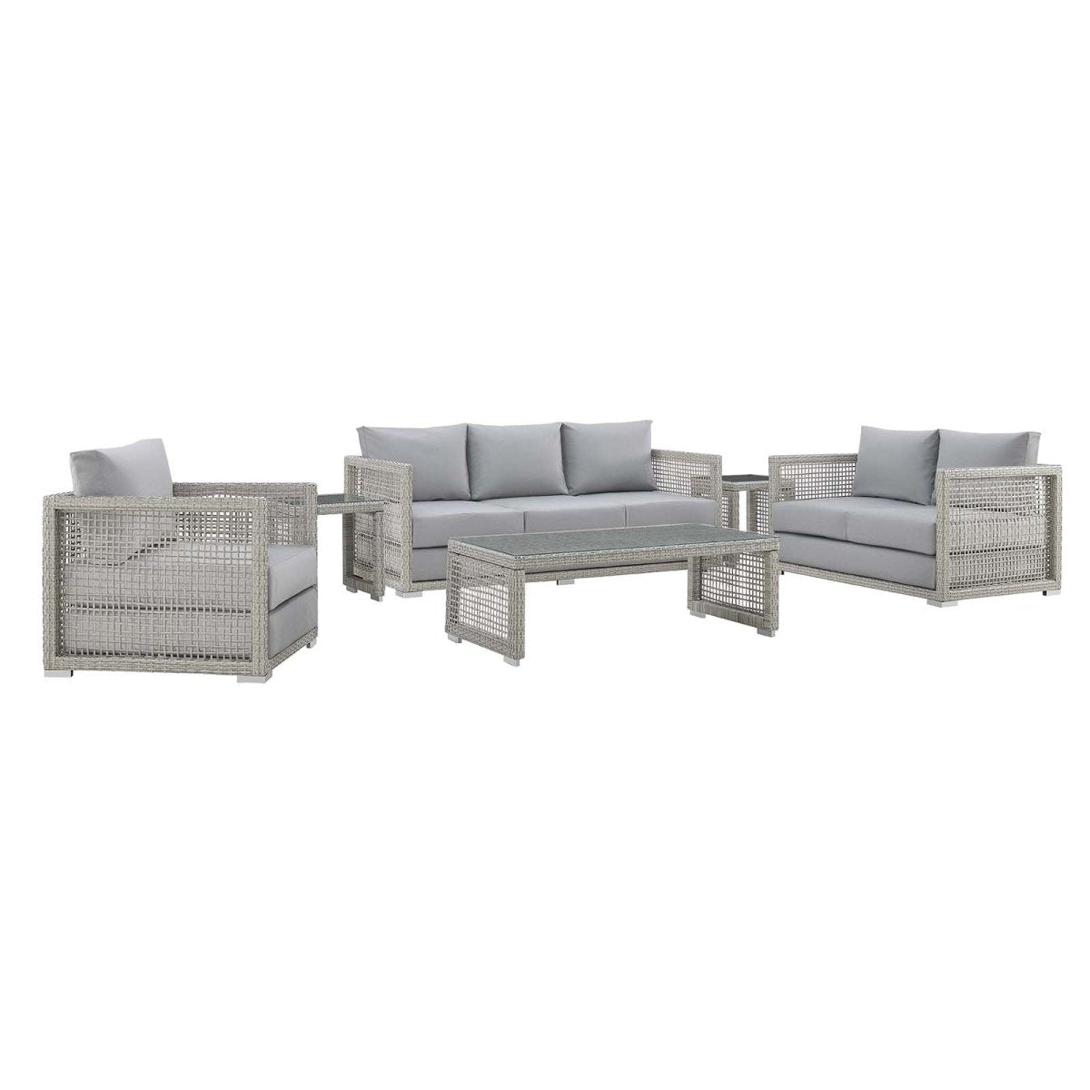Aura 6 Piece Outdoor Patio Wicker Rattan Set - BUILDMYPLACE