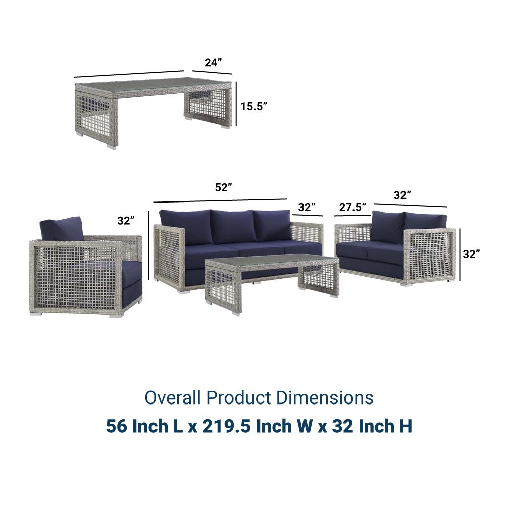 Aura 6 Piece Outdoor Patio Wicker Rattan Set - BUILDMYPLACE