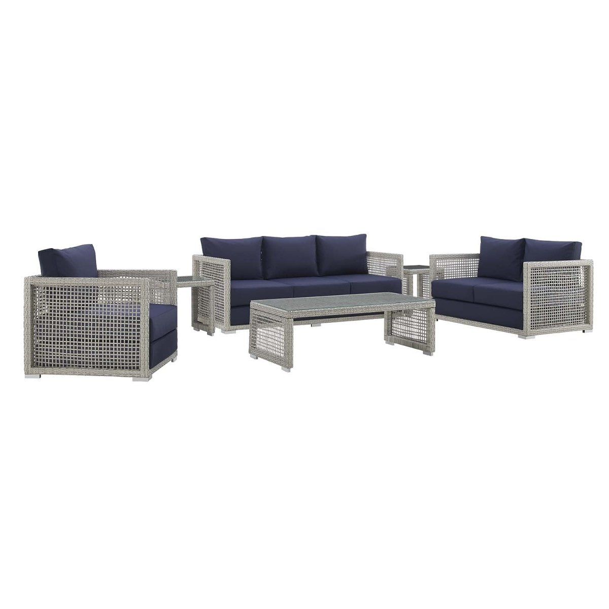 Aura 6 Piece Outdoor Patio Wicker Rattan Set - BUILDMYPLACE