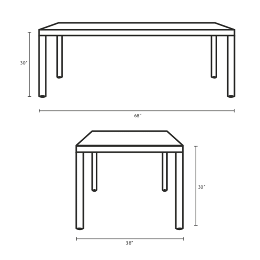 Aura 68 Inch Outdoor Patio Wicker Rattan Dining Table - BUILDMYPLACE