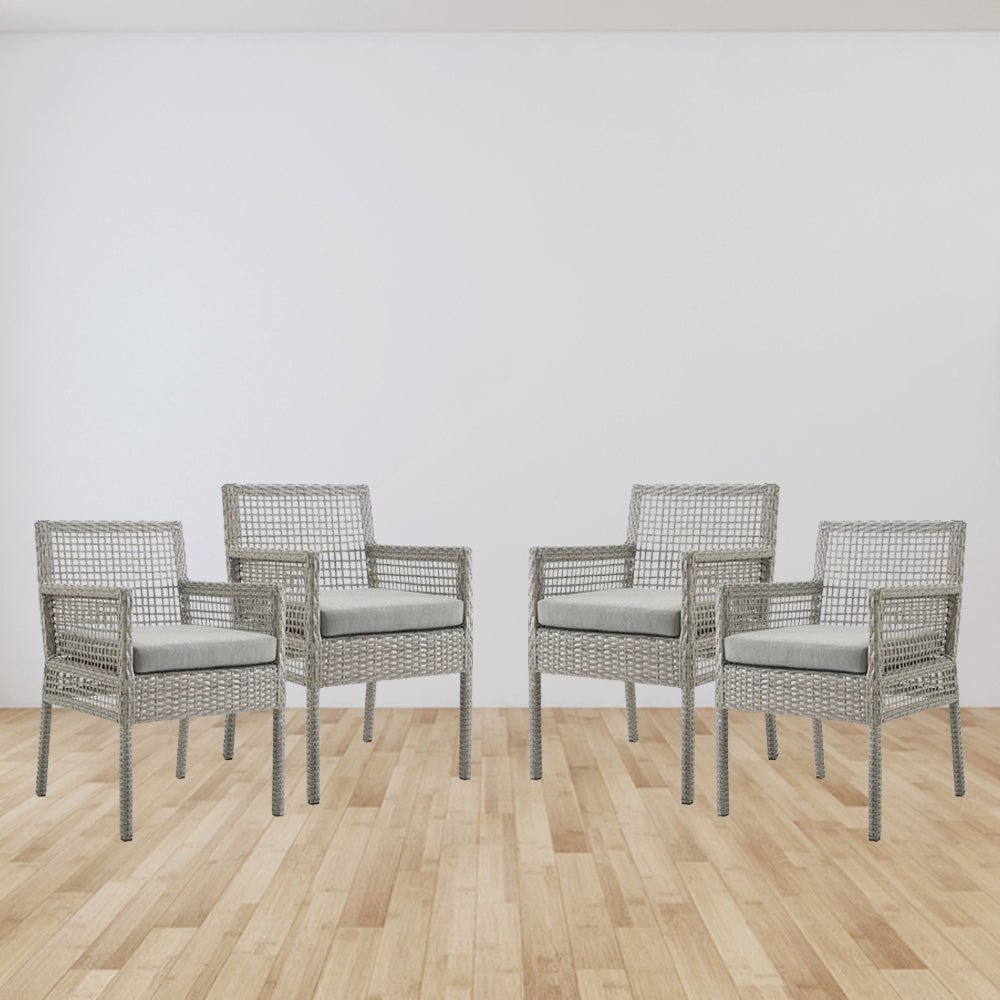 Aura Dining Armchair Outdoor Patio Wicker Rattan Set Of 4 - BUILDMYPLACE