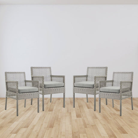 Aura Dining Armchair Outdoor Patio Wicker Rattan Set Of 4 - BUILDMYPLACE