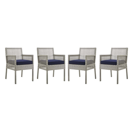 Aura Dining Armchair Outdoor Patio Wicker Rattan Set Of 4 - BUILDMYPLACE