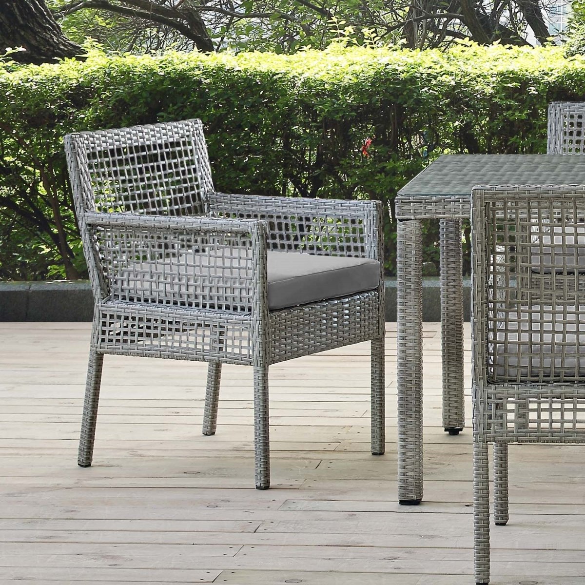 Aura Outdoor Patio Wicker Rattan Dining Armchair - BUILDMYPLACE