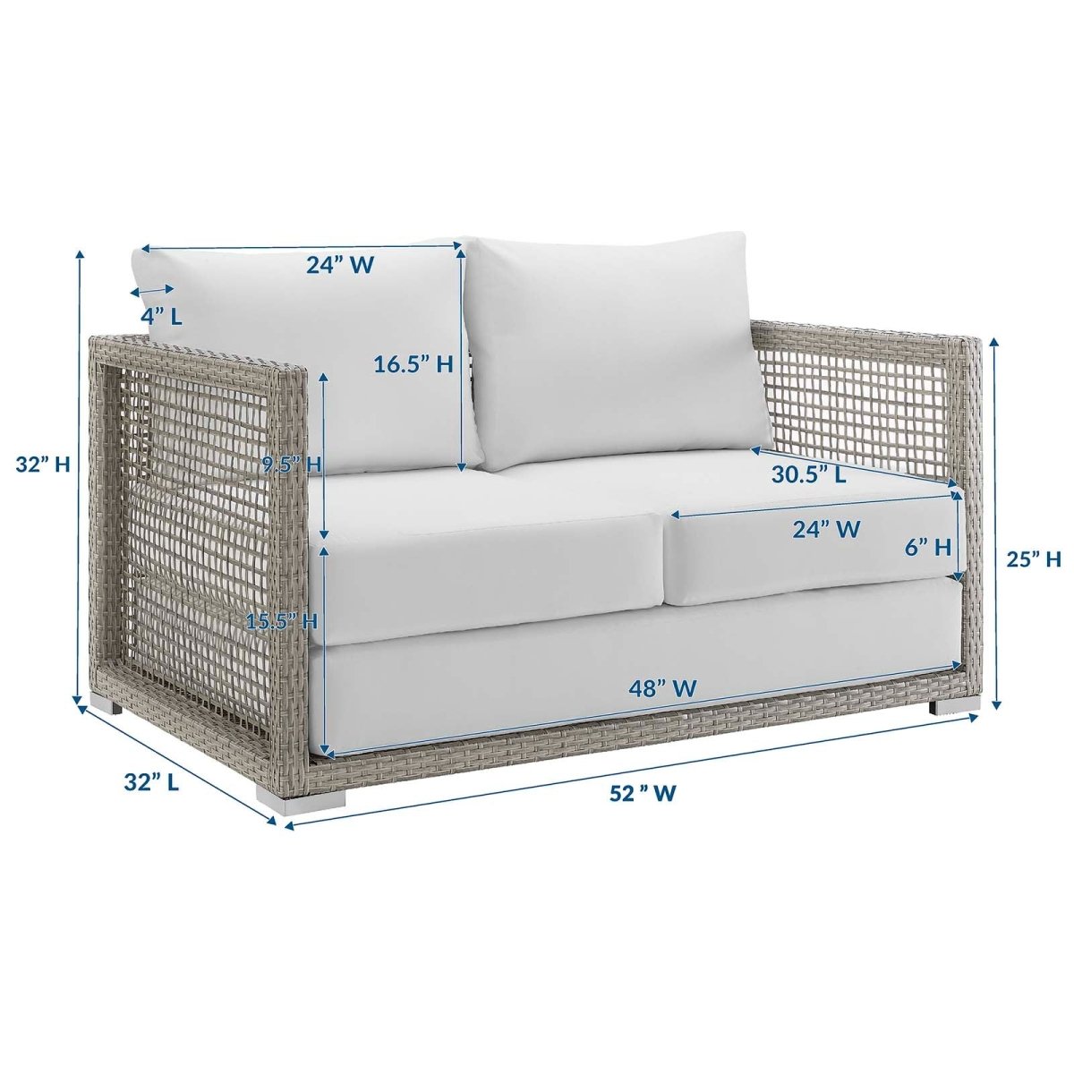 Aura Outdoor Patio Wicker Rattan Loveseat - BUILDMYPLACE