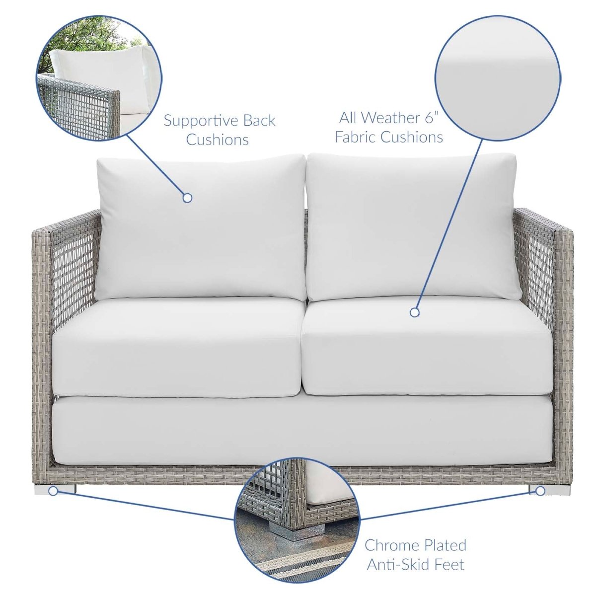 Aura Outdoor Patio Wicker Rattan Loveseat - BUILDMYPLACE