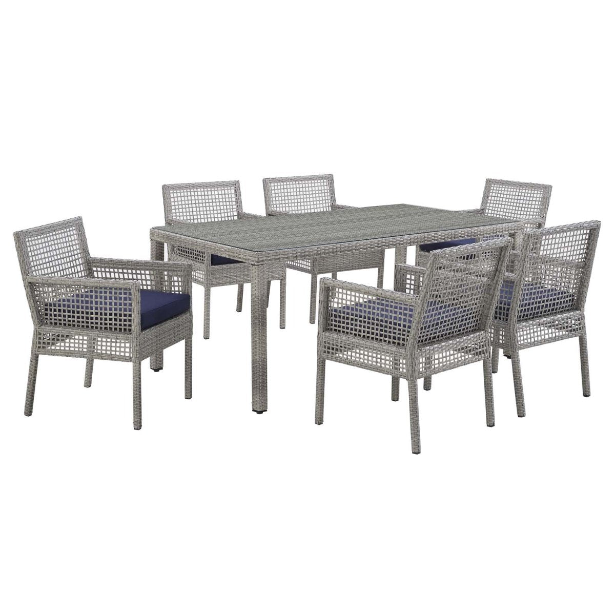 Aura Outdoor Patio Wicker Rattan Set In 7 Piece - BUILDMYPLACE