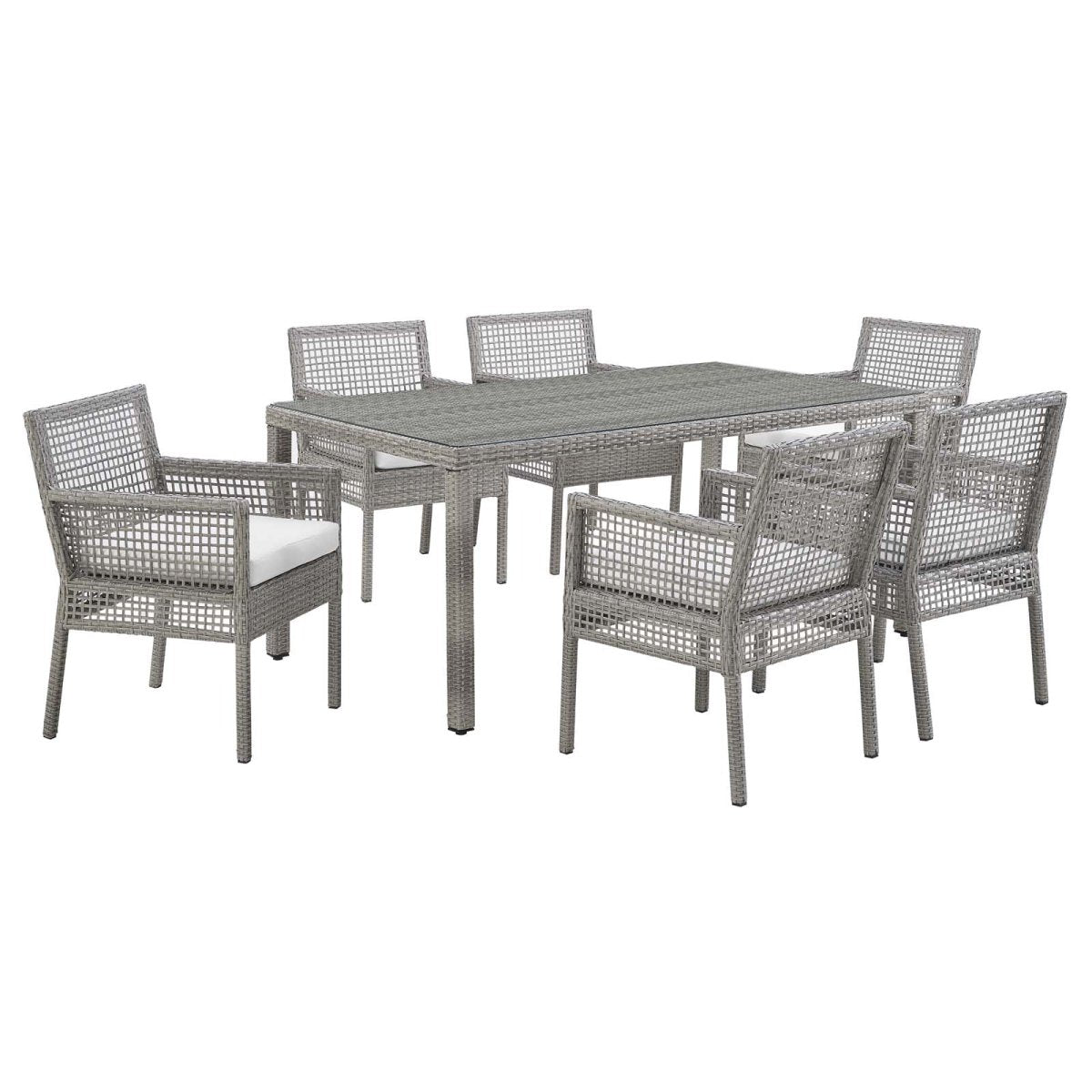 Aura Outdoor Patio Wicker Rattan Set In 7 Piece - BUILDMYPLACE
