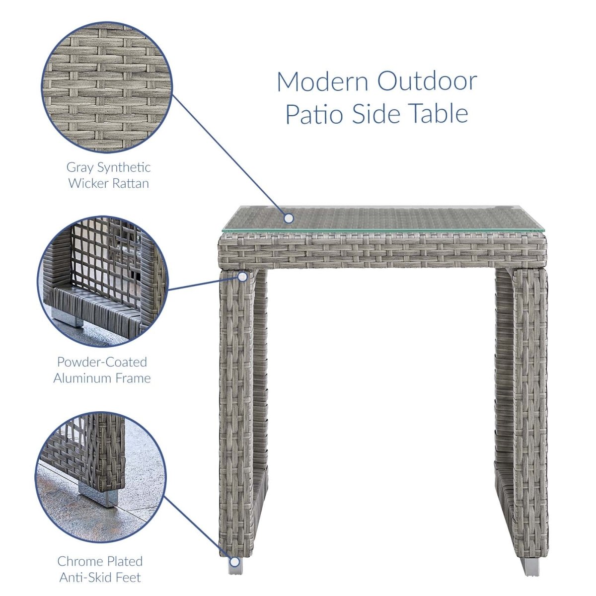 Aura Outdoor Patio Wicker Rattan Side Table - BUILDMYPLACE