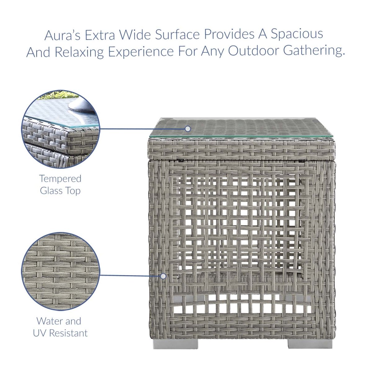 Aura Outdoor Patio Wicker Rattan Side Table - BUILDMYPLACE