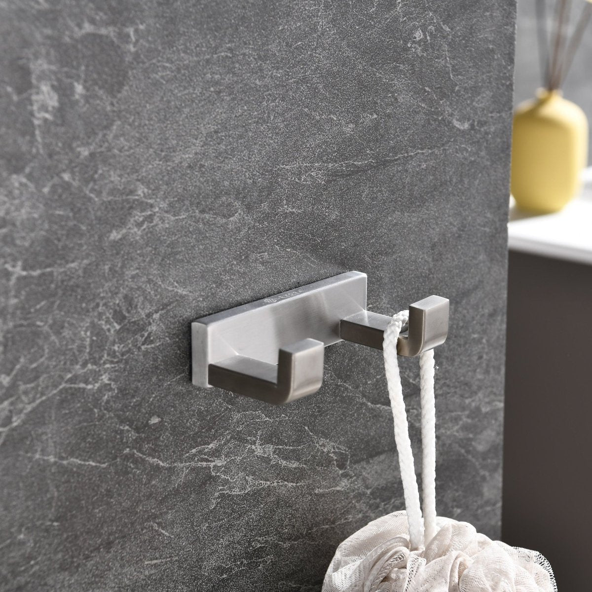 Bagno Bianca Stainless Steel Double Robe Hook - Brushed Nickel - BUILDMYPLACE