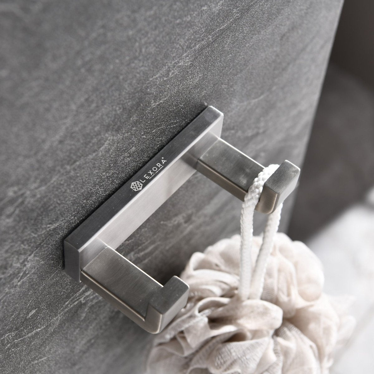 Bagno Bianca Stainless Steel Double Robe Hook - Brushed Nickel - BUILDMYPLACE
