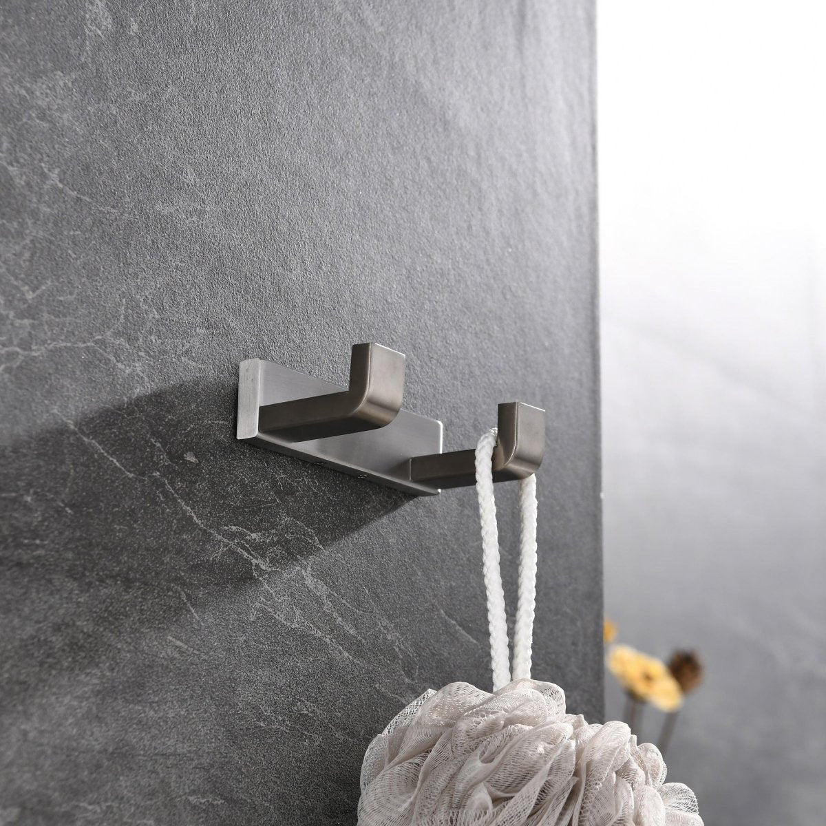 Bagno Bianca Stainless Steel Double Robe Hook - Brushed Nickel - BUILDMYPLACE