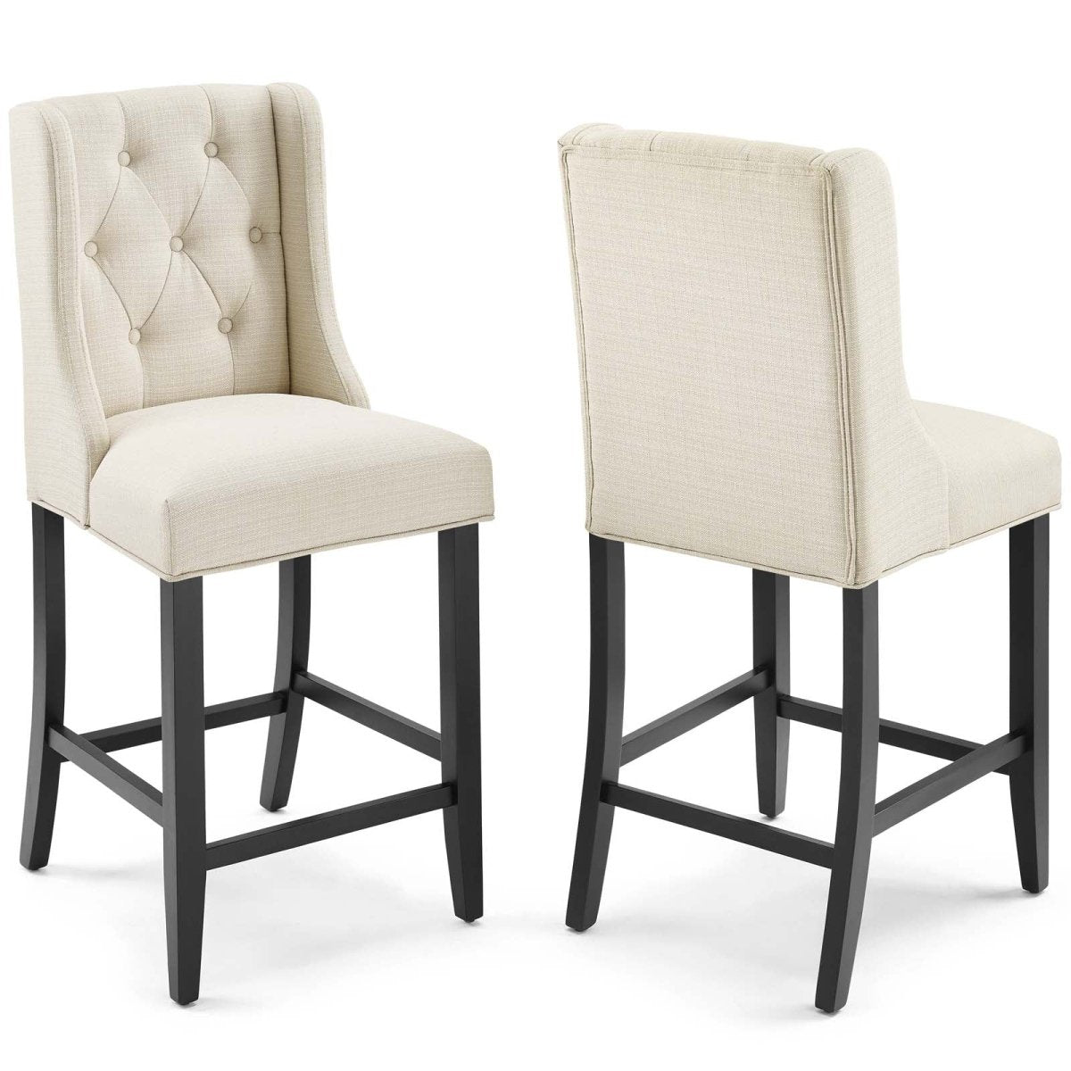 Baronet Counter Bar Stool Upholstered Fabric Set of 2 - BUILDMYPLACE