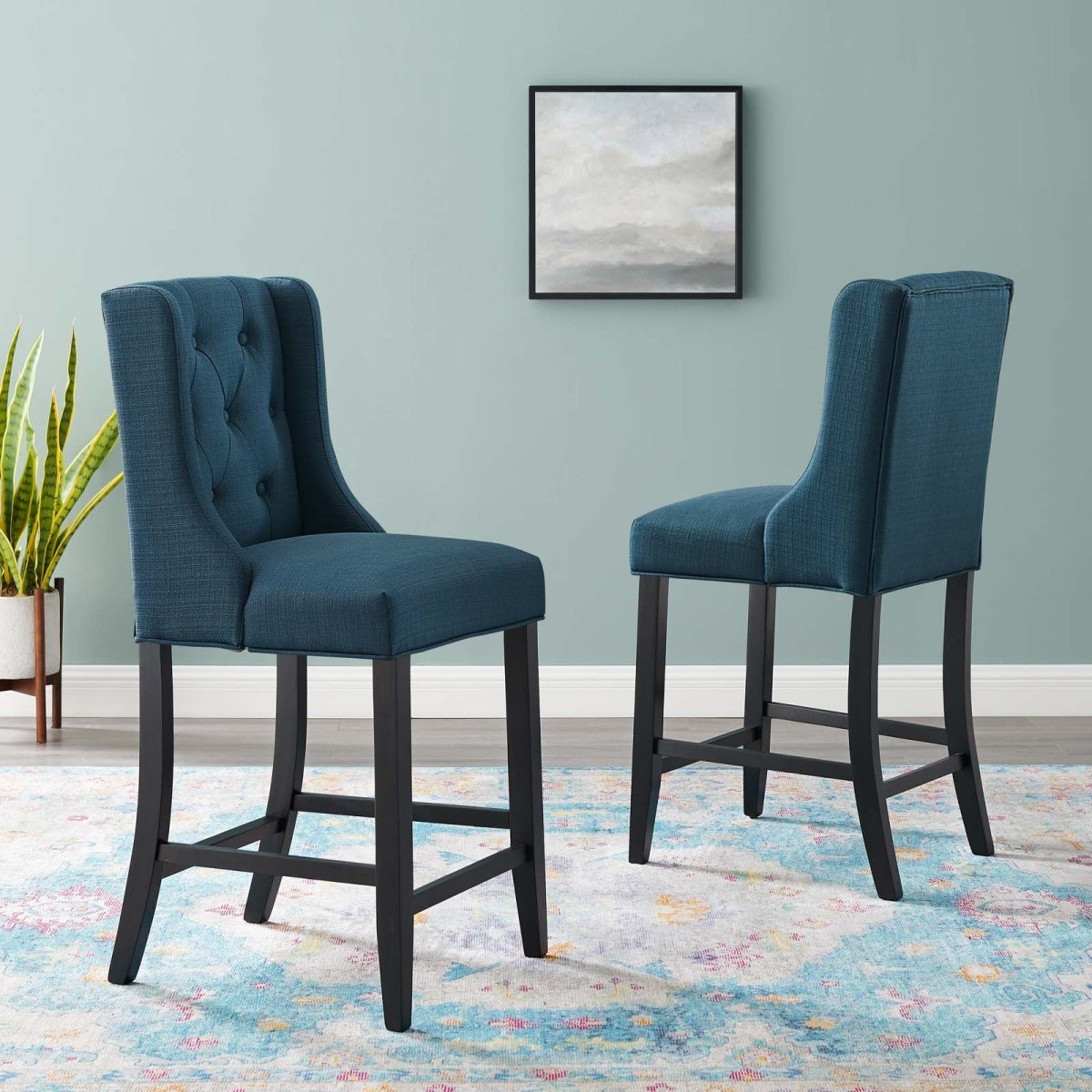 Baronet Counter Bar Stool Upholstered Fabric Set of 2 - BUILDMYPLACE