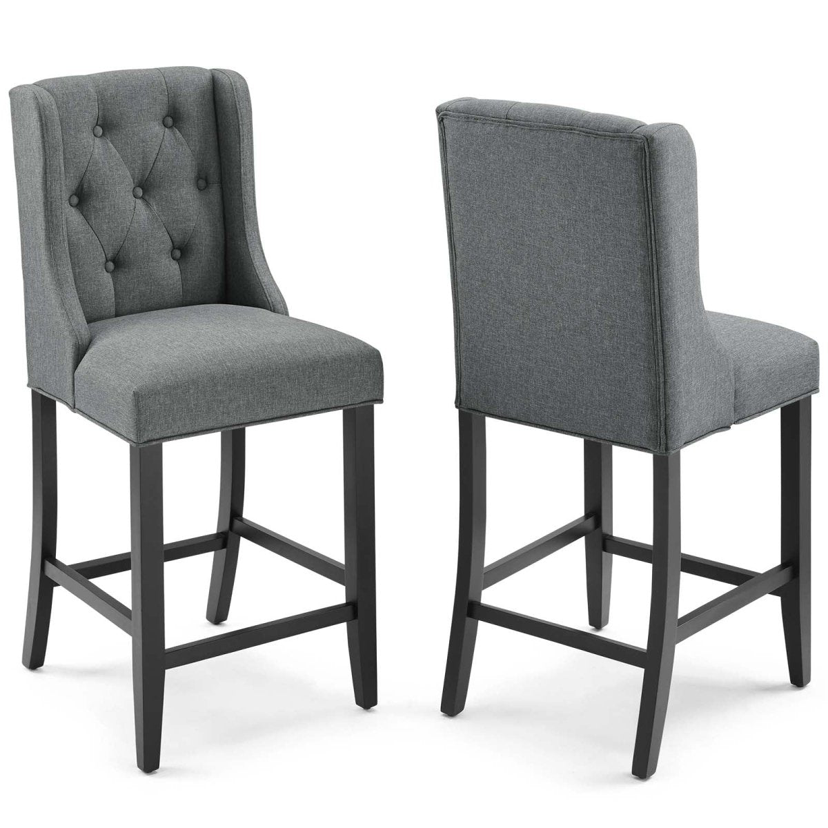 Baronet Counter Bar Stool Upholstered Fabric Set of 2 - BUILDMYPLACE