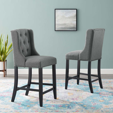 Baronet Counter Bar Stool Upholstered Fabric Set of 2 - BUILDMYPLACE