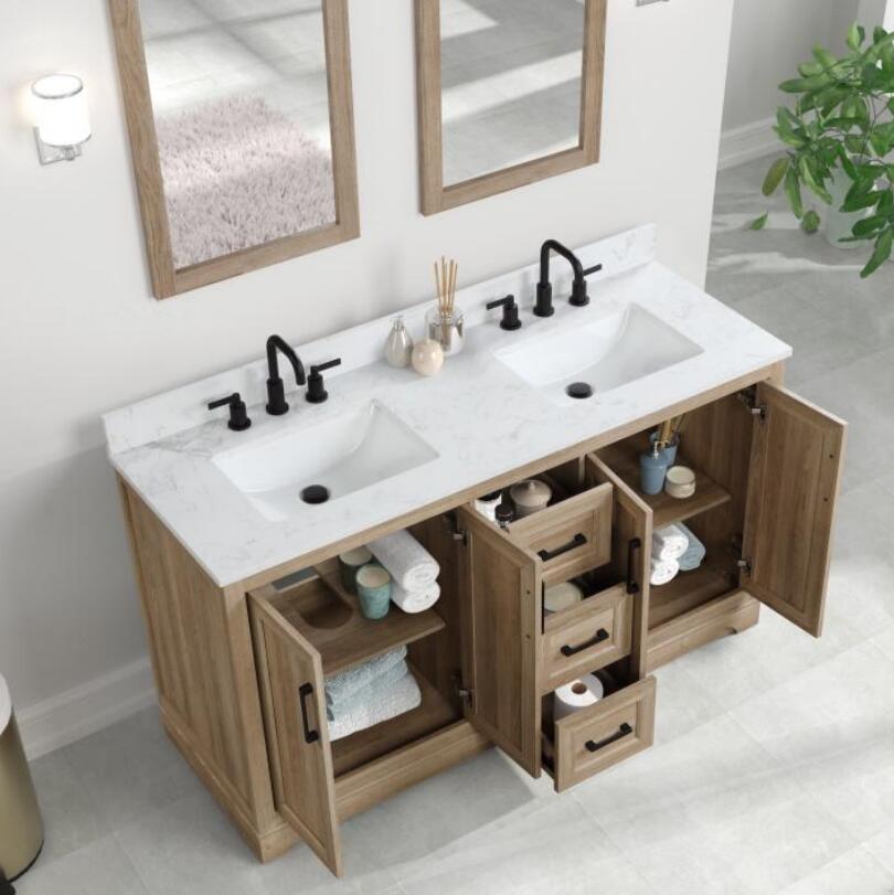 Bathroom Vanities With Sink - Retford (Light Wood) - BUILDMYPLACE