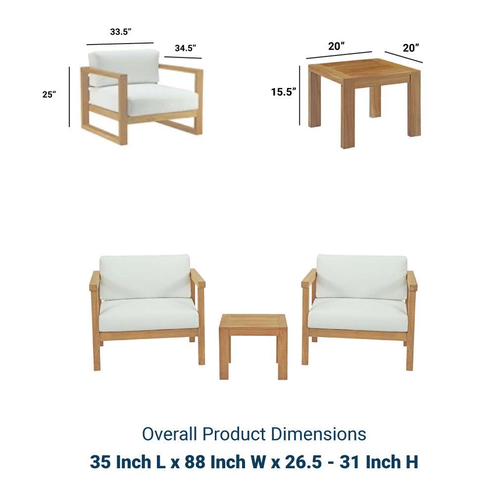 Bayport 3 Piece Outdoor Patio Teak Set - BUILDMYPLACE