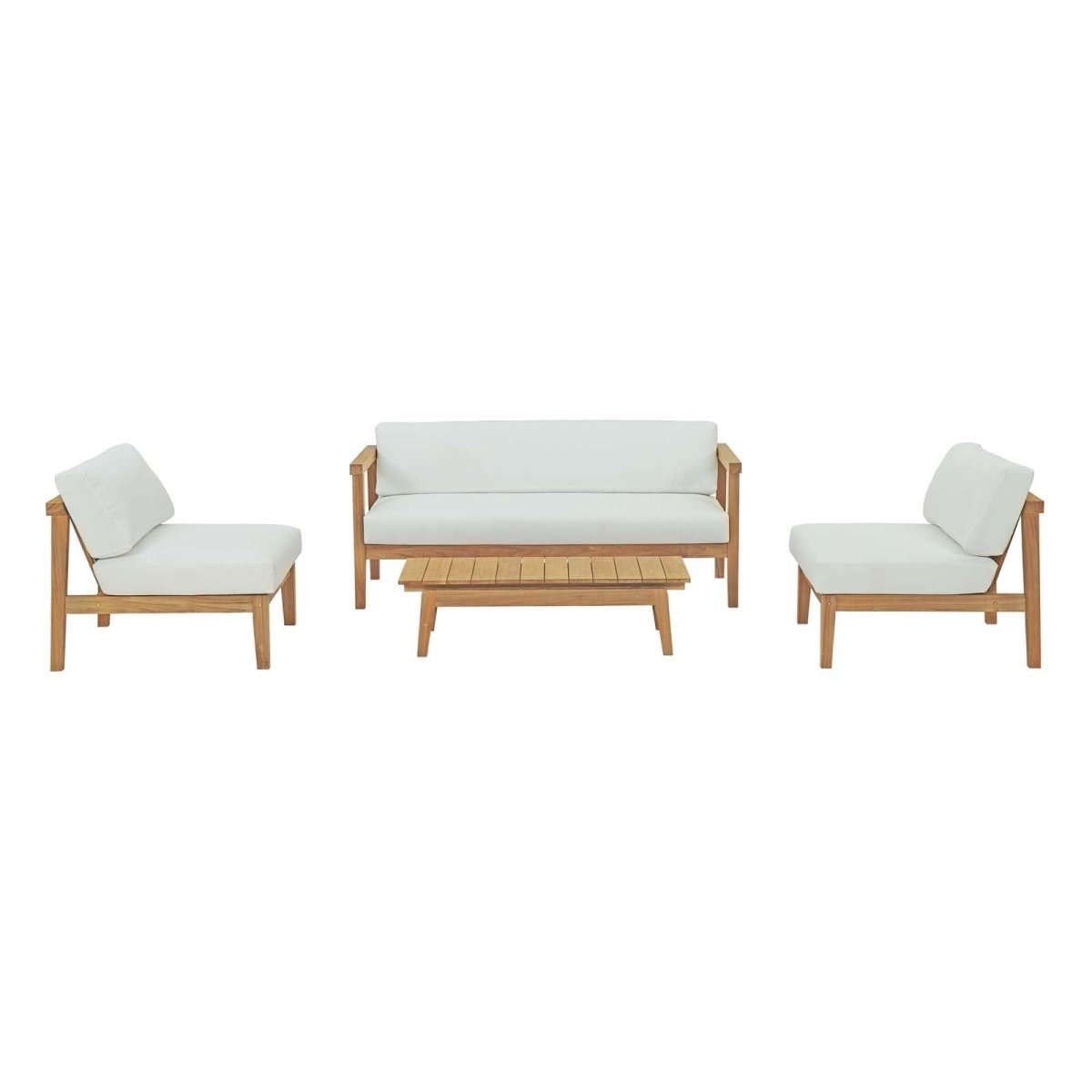 Bayport 4 Piece Armless Outdoor Patio Teak Set - BUILDMYPLACE