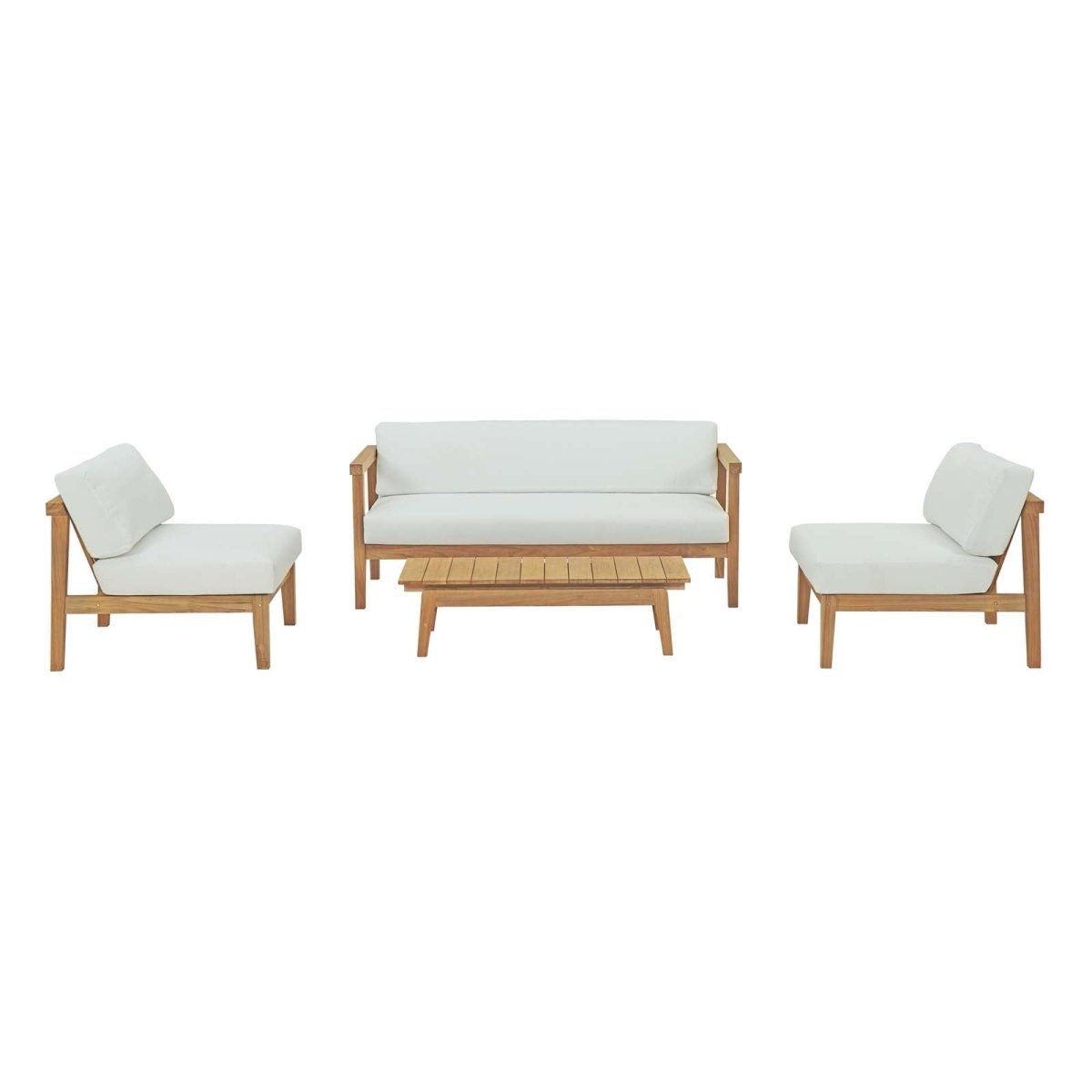Bayport 4 Piece Armless Outdoor Patio Teak Set - BUILDMYPLACE