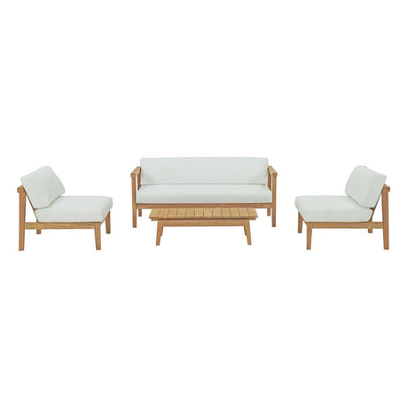 Bayport 4 Piece Armless Outdoor Patio Teak Set - BUILDMYPLACE